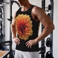 thumbnail image 5 of Fuzoiu Orange Dalia Print Men's Workout Tank Tops,Sleeveless Gym Shirt Quick Dry,Fitness Bodybuilding T-Shirt,Muscle Athletic Workout Tee-, 5 of 7