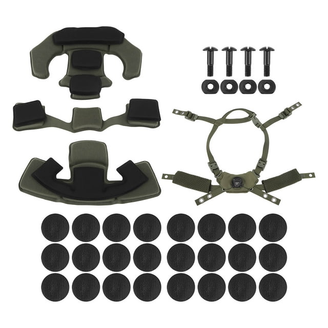 Juego de forro de casco Almohadillas de casco de esponja de nailon Reemplazo de correa de barbilla para ACH para MICH para Wendy para FMA para cascos EXF Esponja verde militar YUNYI BRAND Deportes