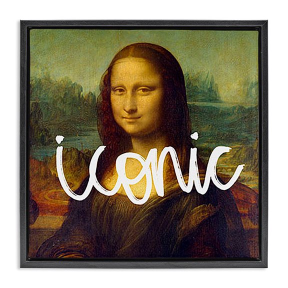 Stupell Industries Iconic Classical Portrait Novelty & Humor Painting Black Floater Framed Canvas Art Print Wall Art, 18 x 18
