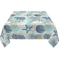 thumbnail image 3 of Nautical Coastal Tablecloth Square 54 Inch Summer Beach Starfish Coral Seashell Table Cloths Table Cover Waterproof and Wipeable Polyester Tabletop for Dining Kitchen Picnic Party Decor, 3 of 6