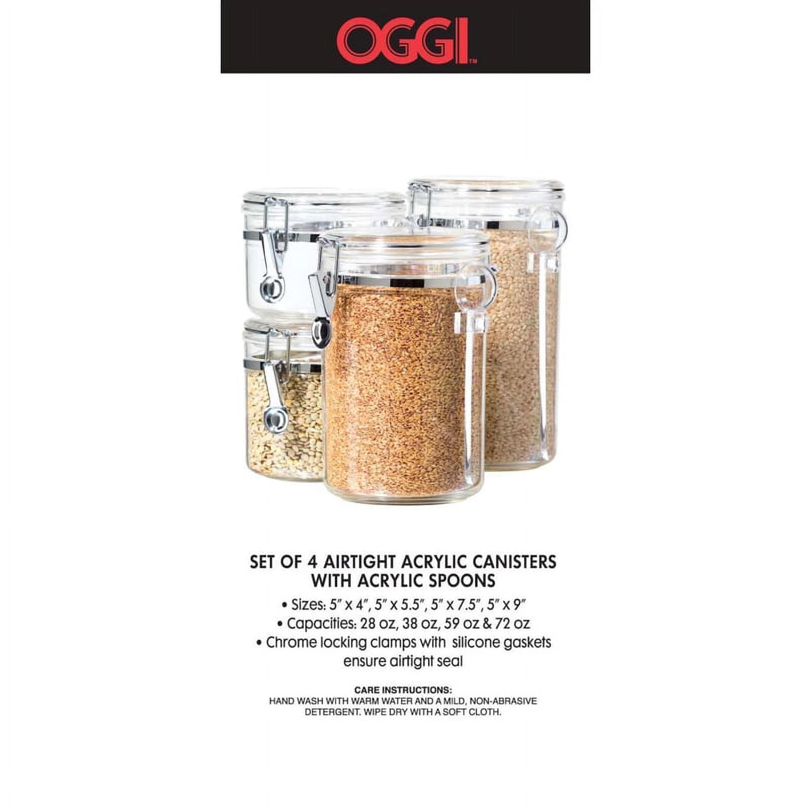 OGGI Clear Canister Airtight 59oz - Clamp Lid & Spoon - Airtight