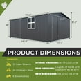thumbnail image 2 of YODOLLA 16' x 12' Metal Outdoor Storage Shed with Side & Front Doors & Windows, Large Steel Tool Shed for Garden, Patio, Backyard in Dark Grey, 2 of 7