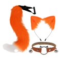 thumbnail image 1 of Conjunto de orejas y cola de gato, accesorios para el cabello de cosplay, tocado para niños, adultos, mujeres y niñas Naranja Blanco, 1 of 9