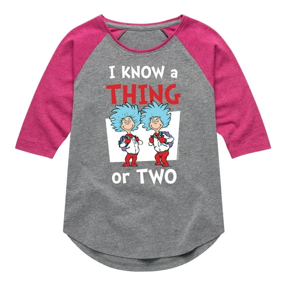 Dr. Seuss - I Know A Thing Or Two - Toddler And Youth Girls Raglan Graphic T-Shirt
