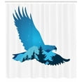 thumbnail image 3 of Eagle Shower Curtain, Bird Silhouette with Mountains and Coniferous Trees on a Clear Starry Night, Fabric Bathroom Set with Hooks, 69W X 84L Inches Extra Long, Blue and Dark Blue, by Ambesonne, 3 of 3
