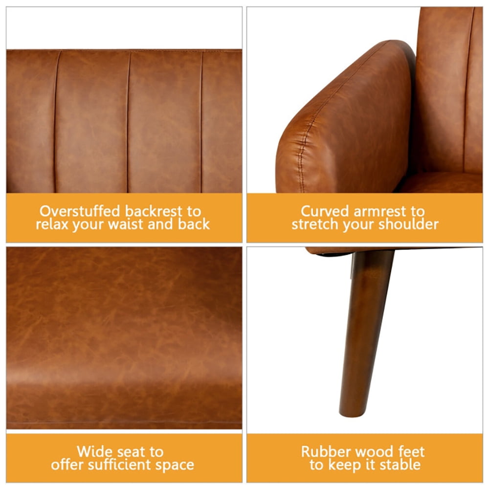 Finihen Convertible Futon Sofa Bed, Modern Convertible Sleeper Couch, 3 Seat Convertible Sofa Bed with Adjustable Backrest, for Living Room, Brown Finihen Convertible Futon Sofa Bed, Modern Convertible Sleeper Couch, 3 Seat Convertible Sofa Bed with Adjustable Backrest, for Living Room, Brown