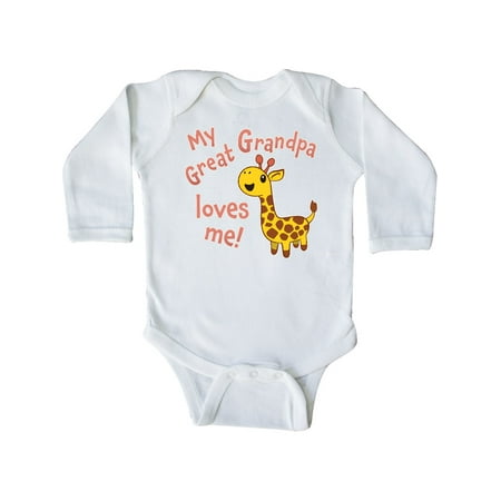 

Inktastic My Great Grandpa Loves me- cute giraffe Gift Baby Boy or Baby Girl Long Sleeve Bodysuit