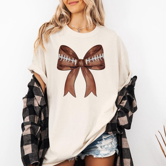 Velto Football Coquette Graphic T-Shirt Girly Sports Game Day Touchdown Party Style, Full Size S-5XL