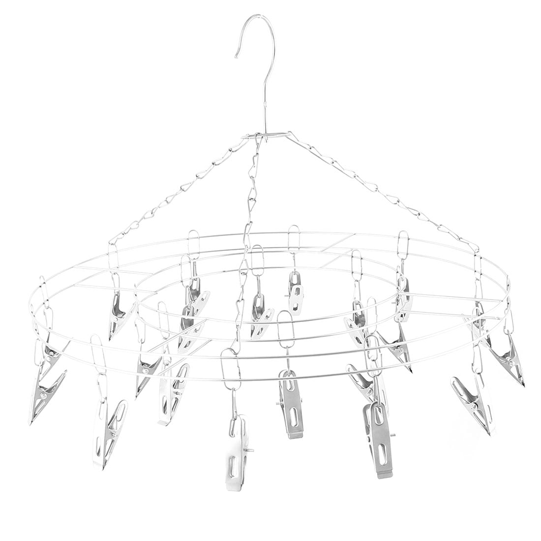 36cm/14.2"Dias Stainless Steel Round 20 Pegs Clotheshorse Hanger Silver