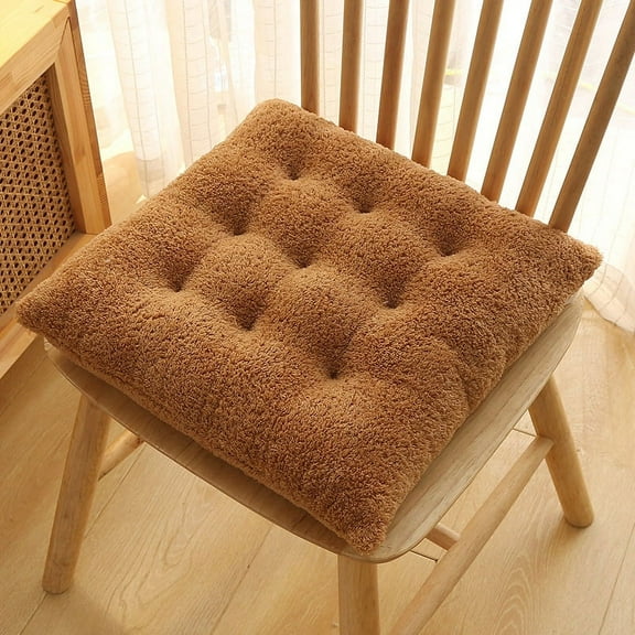 Nvzi Seat Cushion Dining Chair Pads with Ties, Square Non-Slip Thicken Brown 20"x20"