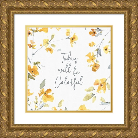 Audit, Lisa 15x15 Gold Ornate Wood Framed with Double Matting Museum Art Print Titled - Happy Yellow 21A