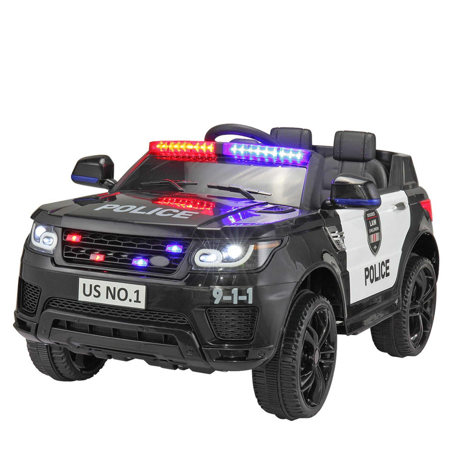 CIPACHO 12V Kids Ride On SUV Electric Cop Car with Remote Control, Siren Sounds Alarming Lights, Music, Black