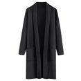 thumbnail image 4 of jtjvou Fall Winter Long Wool Blend Coat Lapel Loose Fit Stylish Casual Outerwear Comfortable Cardigan for Daily Wear and Office Use Black XXL, 4 of 4