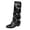 Black, variant on Lovzfmll Knee High Boots Women, Western Boots Pointed Toe Belt Buckle Mid Heel, Block Heel Wide Calf Buckle Chelsea Leather Boots Fall Black Boots