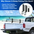 thumbnail image 2 of Unique Bargains 2x Aluminum Fishing Rod Holder for Truck Bed, 4 Rods Capacity, Stable C-Clamp Mount, Fishing Pole Storage Rack Holder for Truck Pickup Boat, Horizontally or Vertically Place, 2 of 7