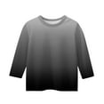 thumbnail image 4 of Wancir Tops for Teen Girls Gradient Color Crewneck 3/4 Sleeves Shirts Soft Comfy Loose Fit Basic Tee for Girls 5-12 Years, 4 of 5