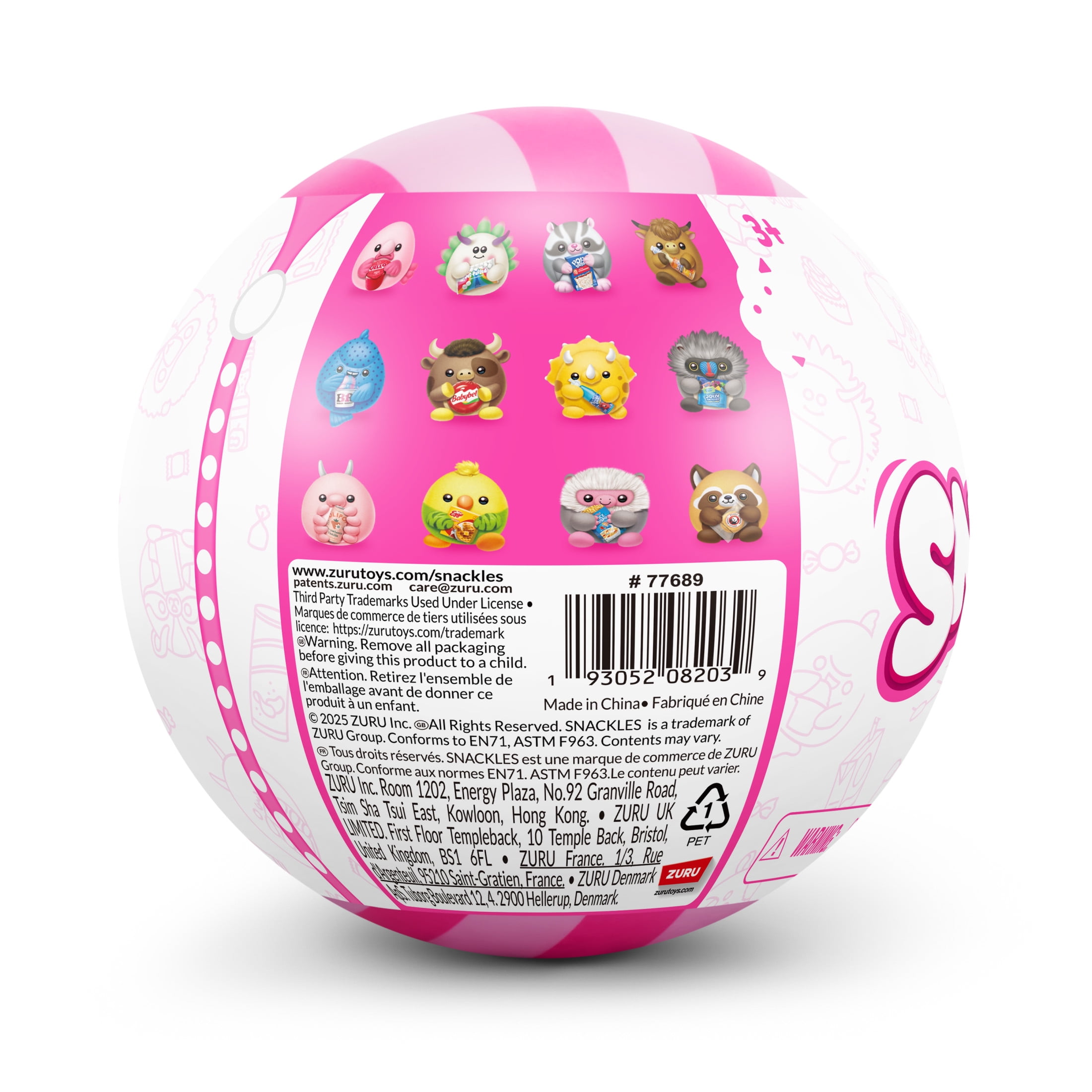 Snackles Peluche série 3 5 pouces sous licence de ZURU, Peluche avec licence accessoires Snack Brand