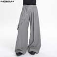 thumbnail image 4 of INCERUN 2024 Pantalones de estilo coreano, pantalones de moda para hombre con laterales desmontables, ropa de calle masculina, diseño de deconstrucción, pantalones sólidos S-5XL, 4 of 5