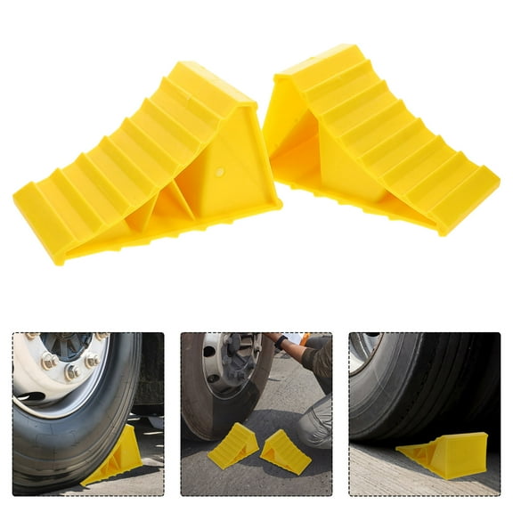 FRCOLOR  Heavy Duty Wheel Chocks Motorcycle for Trailer Travel Yellow