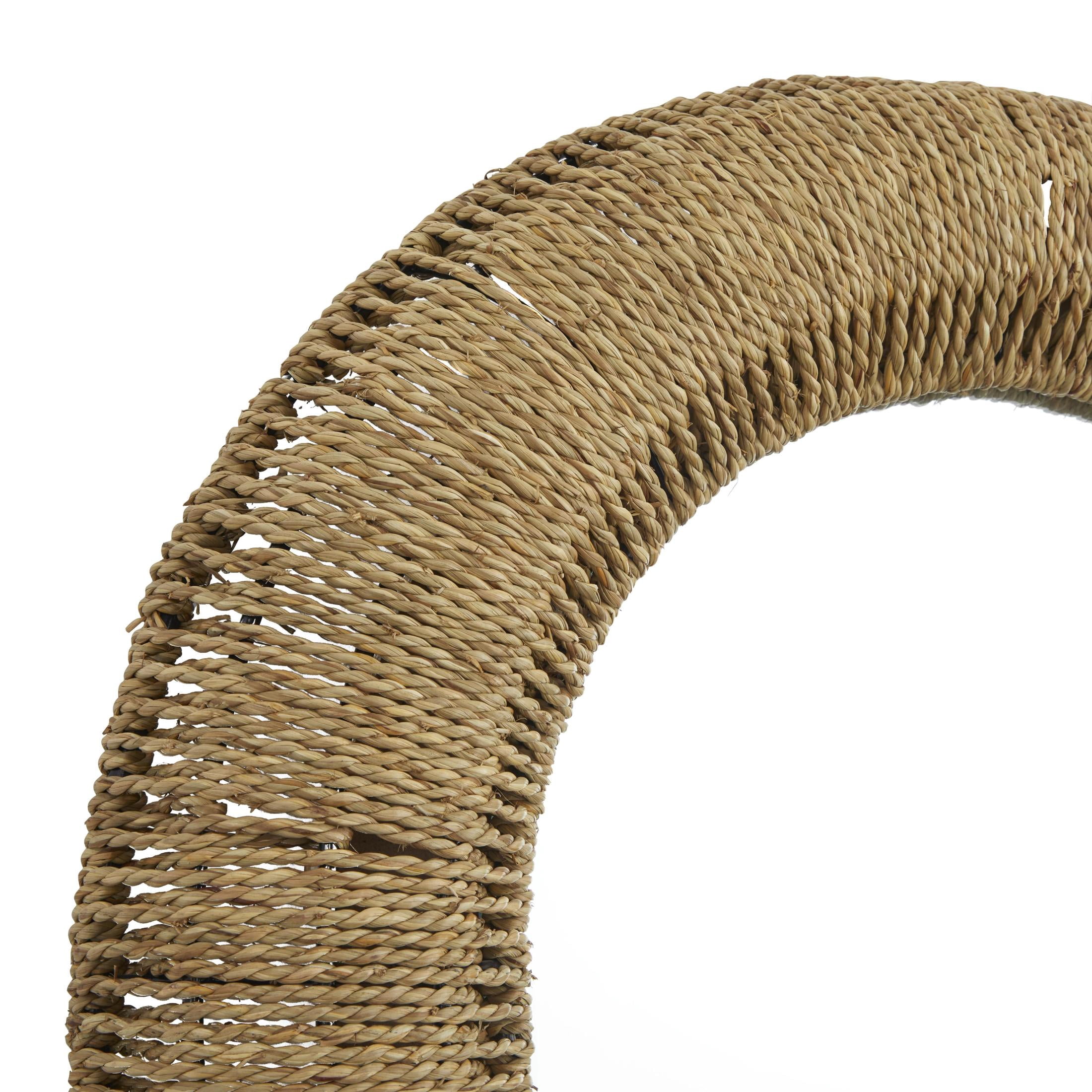 DecMode 27" x 48" Brown Woven Wall Mirror with Arched Top
