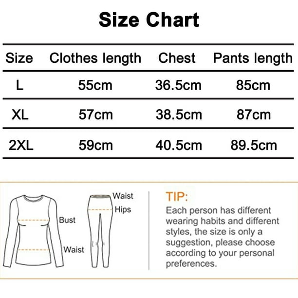 Thermal Underwear Size Charts /