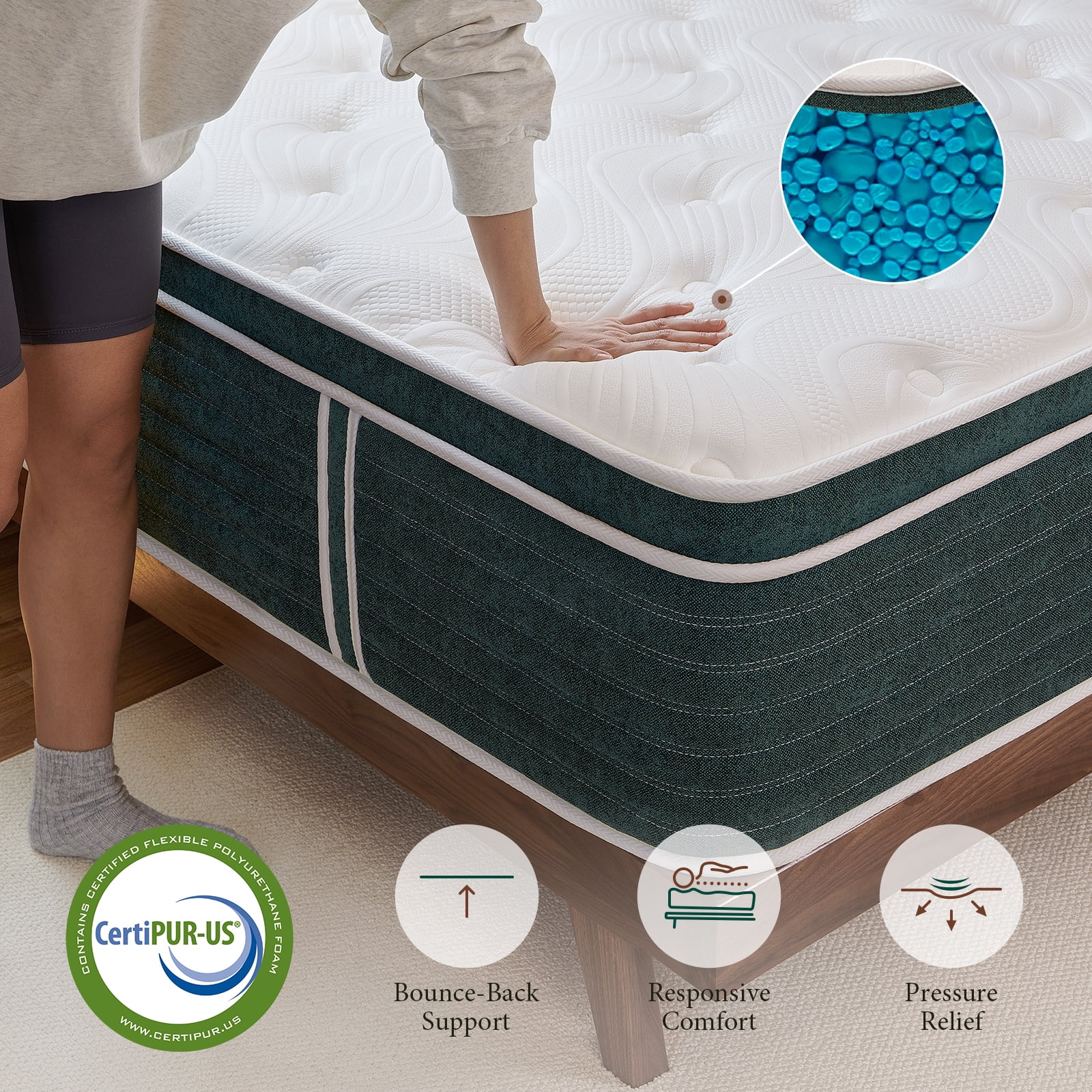 Slintclod Hybrid 14 Inch King Size Mattress- Medium Plush - Contouring Gel Memory Foam - Cooling Fiber- CertiPUR-US Certified - No Fiberglass - Forever Warranty(80"x76"x14")