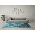 thumbnail image 3 of Ahgly Company Indoor Round Oriental Light Blue Industrial Area Rugs, 5' Round, 3 of 4