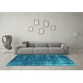 thumbnail image 3 of Ahgly Company Machine Washable Indoor Square Oriental Turquoise Blue Industrial Area Rugs, 3' Square, 3 of 4
