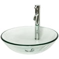 thumbnail image 2 of Walcut Round Clear Glass Bathroom Vessel Sink Bowl Without Overflow, Equipped with Chrome Faucet Pop-up Drain Combo, 2 of 4