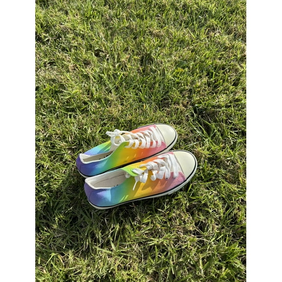 Rainbow pattern unisex canvas shoes, fashion sneakers