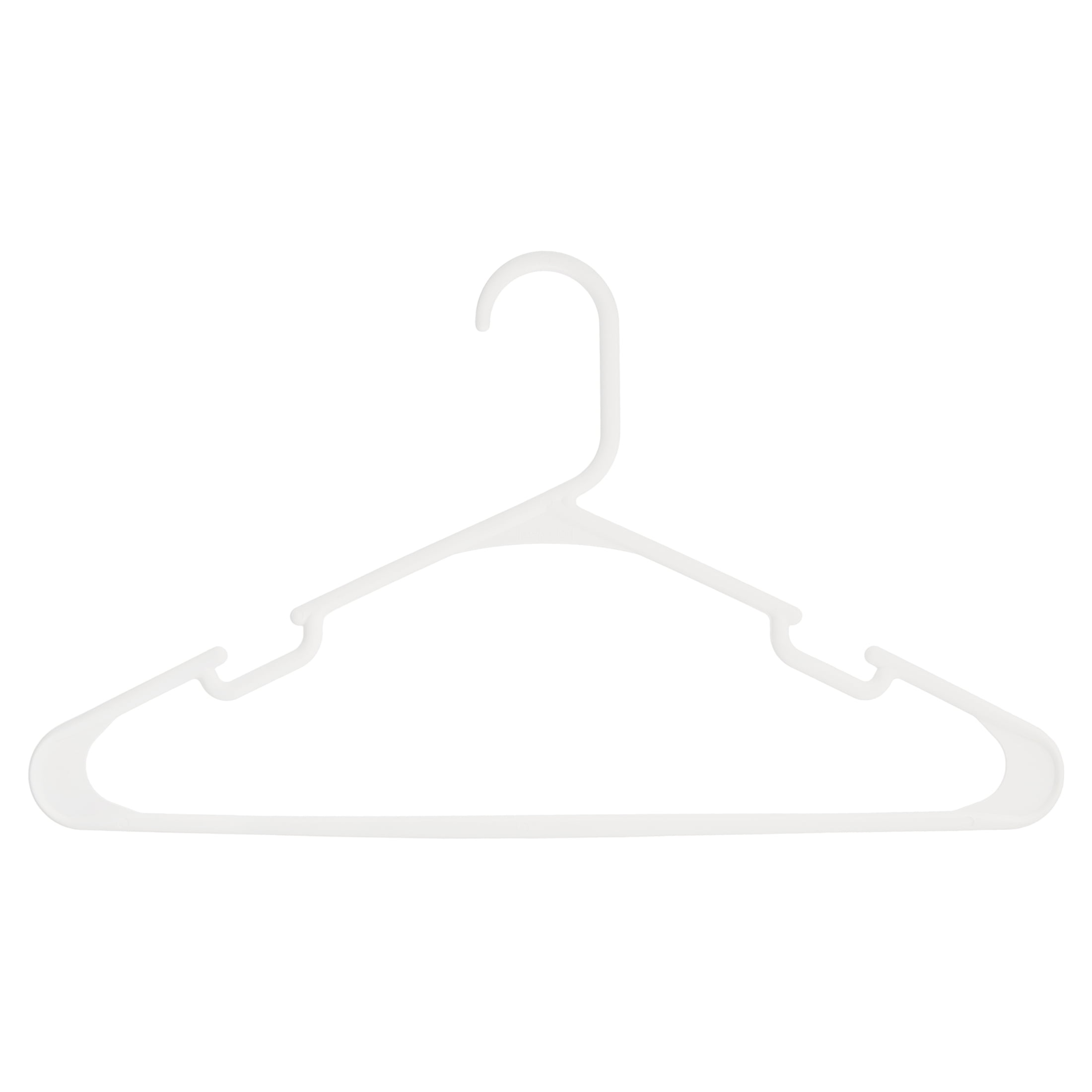Wisconic Adult Plastic Clothing Hanger, Slotted for Strappy Shirts, 60  Pack, White 