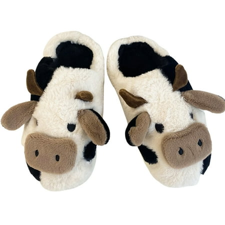 

Trarodic Women Slippers Comfortable Warm Cotton Shoes Winter Cute Cow Slippers Girls House Indoor Animal Plush Slippers