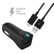 Microsoft Lumia 650 Charger Micro USB 2.0 Cable Kit by Ixir - (Car Charger + Cable) True Digital Adaptive Fast Charging uses dual voltages for up to 50% faster charging!