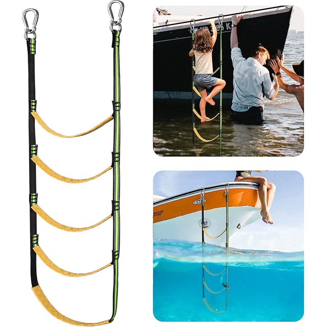 Escalera De Cuerda Para Barco, Extensión De Escalera De Cuerda Para Barco Portátil Escalera De Cuerda De Pesca Para Barco Inflable, Kayak - Amarillo 3 Pasos Kuyhfg Sin marca