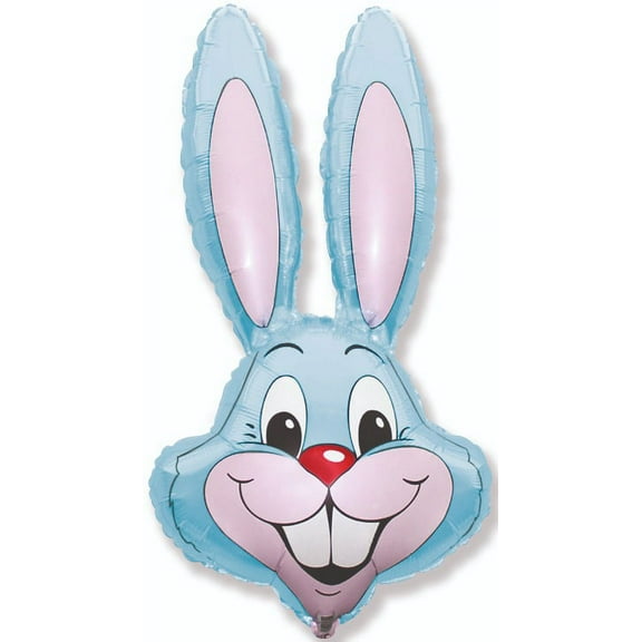 37" Light Pastel BLUE Rabbit Bunny Head Shaped Easter Basket Stuffing Pale Baby Foil Mylar Balloon