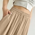 thumbnail image 4 of yeiolnoer Pants for Women Drawstring Elastic Waist Pants Casual Wide Leg Long Pants with Pocket Fashion Outfit(Khaki,Large), 4 of 7