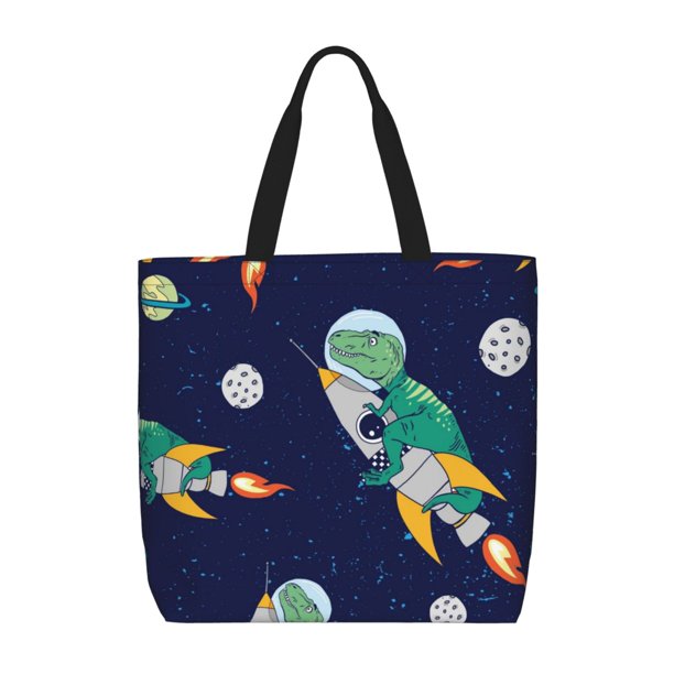 Balery Astronaut Dinosaur and Space Bolsa de Mano para Mujeres con Cremallera, Bolsa de Gimnasio con Compartimentos, Bolsa para Laptop, Bolsa para Trabajo