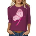 thumbnail image 4 of Fgnfyis T-Shirt de Sensibilisation au Cancer du Sein pour Femmes Col Rond Manches Courtes Haut Décontracté avec Imprimé pour Printemps Été Automne Usage Quotidien Tee Confortable à Assortir avec des Jeans Hauts pour Femmes Rose Vif P, 4 of 4