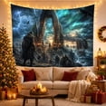 thumbnail image 3 of Viking Warrior and Raven Under Stone Arch in Stormy Sea, Dramatic Fantasy for Mythology Fans, Norse Art Decor, Housewarming Gift Tapestry Wall Hanging for Living Room and Man Cave, 3 of 7