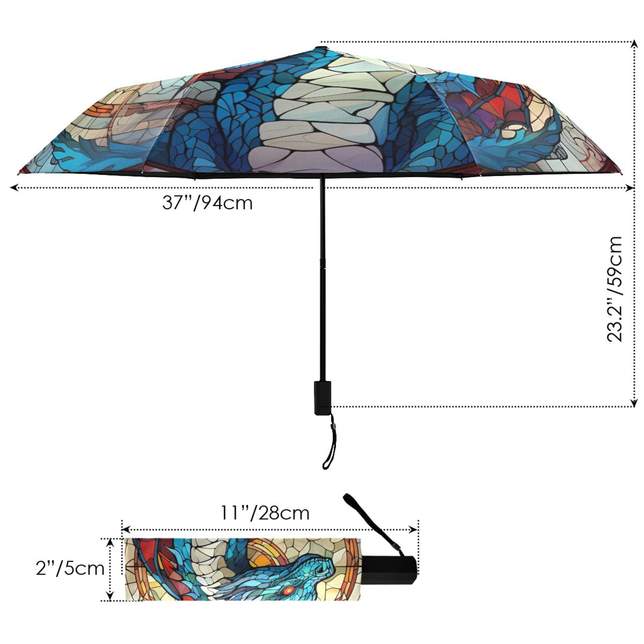 Dragon Bohomia Compact Folding Umbrella for Rain Windproof Travel Umbrella UPF 50+ Lightweight Packable Arc Size
