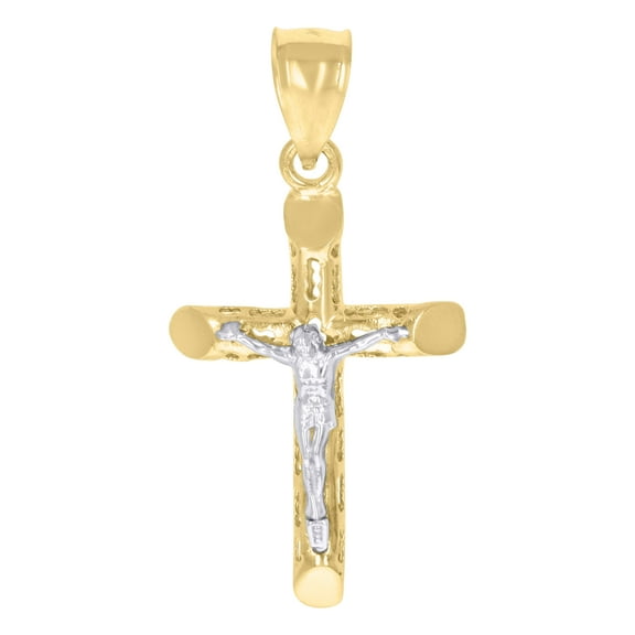 10kt Real Two-Tone Gold Mens Women Crucifix Cross Religious Charm Pendant