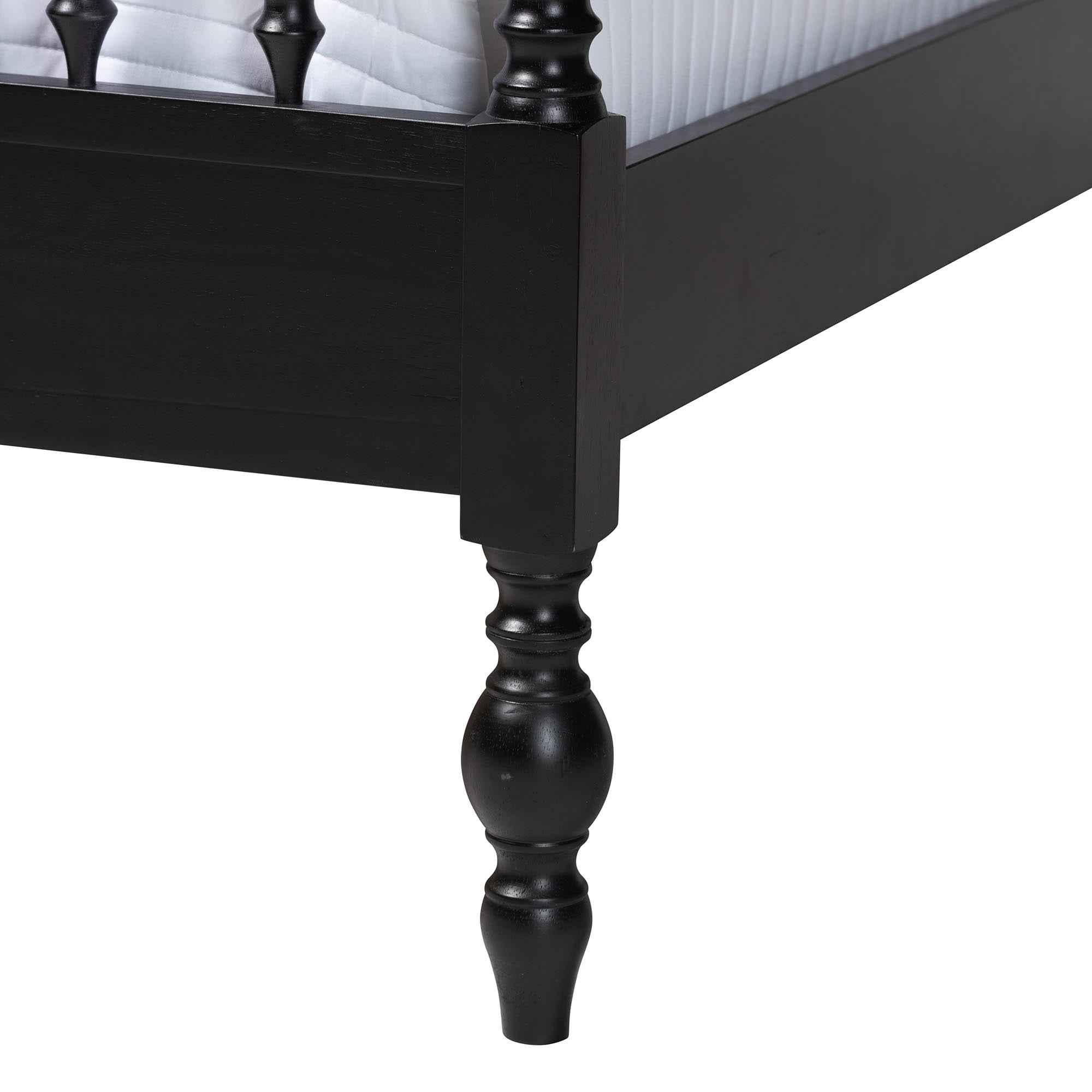 Baxton Studio Callison Farmhouse Canopy Bed, King, Black