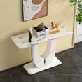 thumbnail image 4 of Sumdeal Modern Console Table for Entryway,47" Console Entryway Table w/Faux Marble Top & U Shape Pedestal Base,Long Narrow Console Sofa Table Entrance Hallway Table for Living Room Behind Couch,White, 4 of 8