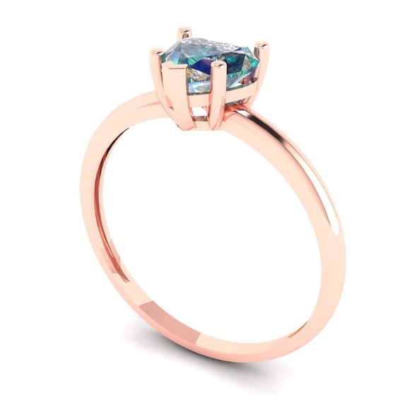1.25 ct Heart Cut Blue Moissanite Solitaire Engagement Ring for Women in 18K Rose Gold