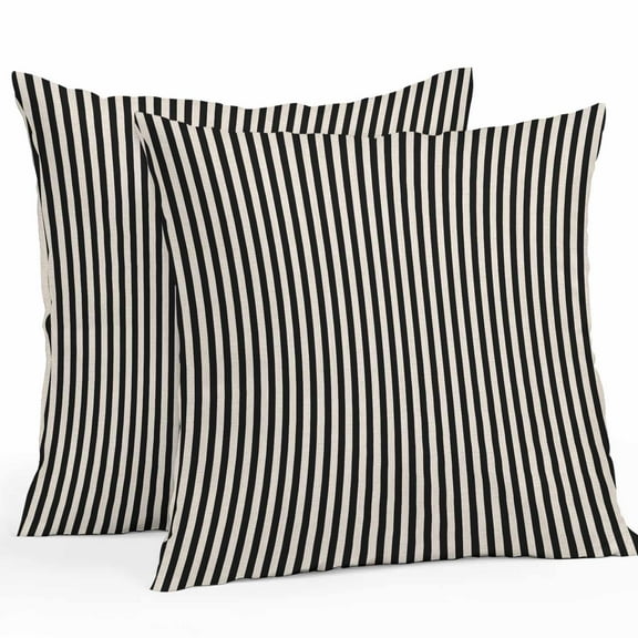 Outdoor Pillow Covers Pack of 2, Abstract Black Vertical Stripes on Beige Waterproof Throw Pillowcase Cushion Cases, Modern Art Decorative Pillow Cover for Couch Sofa Home Bed Patio
