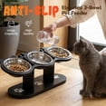 thumbnail image 5 of Non-Slip Elevated Pet Feeder with 3 Bowls - Cat Feeding Station with 3 Stainless Steel Bowls, Adjustable Heights Cat Food and Water Bowl, 15°Tilted Raised with Stand for Dogs and Cats (Wood), 5 of 8