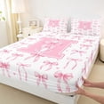 thumbnail image 4 of Manfei Aesthetic Pink Bow Bed Sheets For Girls,3D Fashion Letter H Monogram Letter King Sheets For Kids,4pcs, 4 of 6