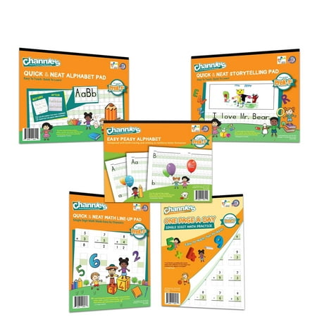 Channie's Visual Handwriting & Math Workbook Bonus Pack of 5 Pre-K-1st Educational Practice