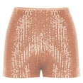 thumbnail image 4 of OKBOP Running Shorts for Women Beige Sequin Relaxed Fit High Waist Wide-Leg Casual Shorts, 4 of 7