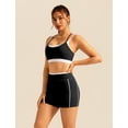 thumbnail image 7 of IBTOM CASTLE Double Layer Workout Sets for Women 2 Piece Sports Bra High Waist Biker Shorts with Pocket Yoga Pialtes Outfits Black, 7 of 7